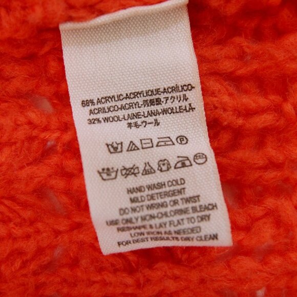 Free People Crashing Waves Wool Blend Open Knit Oversized Sweater Orange Women S - Picture 10 of 14